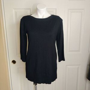 Cable & Gauge black 3/4 sleeve tunic sweater sz M